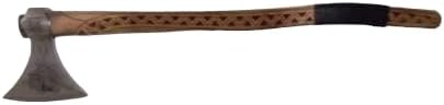 Viking Axe Forged Camping Axe with Wood Shaft High Carbon Steel EN 45 Sharp Blade Viking Bearded NordicHandmade Camping Axe Hatchet-Norse Axe Tomahawk Vikings Bearded Axe A26 AZHAN STEEL CRAFT