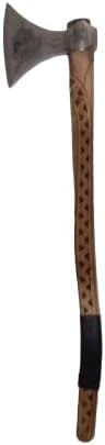 Viking Axe Forged Camping Axe with Wood Shaft High Carbon Steel EN 45 Sharp Blade Viking Bearded NordicHandmade Camping Axe Hatchet-Norse Axe Tomahawk Vikings Bearded Axe A26 AZHAN STEEL CRAFT