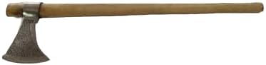 Viking Axe Forged Camping Axe with Wood Shaft High Carbon Steel EN 45 Sharp Blade Viking Bearded NordicHandmade Camping Axe Hatchet-Norse Axe Tomahawk Vikings Bearded Axe A24 AZHAN STEEL CRAFT