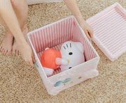 Ukonic Sanrio My Melody 13-Inch Plush Storage Bin Organizer With Handles and Lid | Cube Organizer For Cabinet Closet