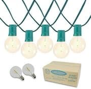 Novelty Lights 25 Feet G50 LED Patio String Light Set with 25 Bulbs Warm White Weather Resistant and Shatterproof Replaceable Plastic Globe Bulbs Green Wire