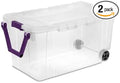 40 Gallon Wheeled Industrial Tote with Drip-Resistant Lid Ergonomic Handle and Large Wheels Heavy-Duty Storage Solution Set of 2