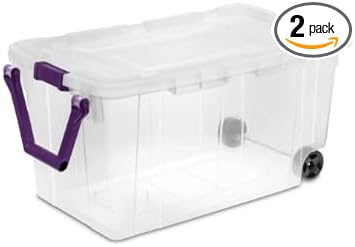 40 Gallon Wheeled Industrial Tote with Drip-Resistant Lid Ergonomic Handle and Large Wheels Heavy-Duty Storage Solution Set of 2