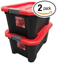 Large 20.0 -Gallons (80.0 -Quarts) Black Heavy Duty Stackable Tote with Latching Lid 4 PACK