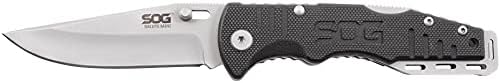 SOG Salute Mini Tactical Knife- EDC Folding Pocket Knife with 3.1 Inch Blade Adjustable Thumb Stud and Low Carry Bayonet Clip Bead Blasted (FF1001-CP)