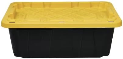 14-Gallon Heavy-Duty Storage Tote in Black with Yellow Lid JW14646