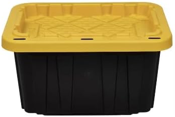 Heavy-Duty 7-Gallon Tough Storage Tote in Black with Yellow Lid UW83540