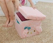 Ukonic Sanrio My Melody 13-Inch Plush Storage Bin Organizer With Handles and Lid | Cube Organizer For Cabinet Closet