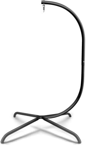 Elevon Hammock Chair Swing Stand Hanging C-Stand with Buckle and Spring Hook Heavy Duty Steel Hanging Hammock Max Load 350lbs Hammock Stand Only Outdoor Indoor Bedroom Patio Garden Balcony - Black
