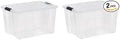 (2 pack 60 Qt. Clear Plastic Storage Bins with Latching Lids – 22” x 16” x 12” Stackable Storage Containers for Home Garage Closet &amp Office Organization