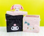 Ukonic Sanrio My Melody 13-Inch Plush Storage Bin Organizer With Handles and Lid | Cube Organizer For Cabinet Closet