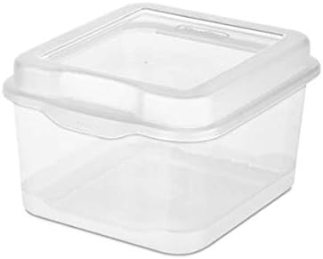Sterilite 6-Pack Rectangular Large &amp 12-Pack Square Small FlipTop Clear Plastic Storage Box with Hinged Lid - Stackable Multipurpose Organizer for Art and Craft Supplies Accessories Photos &amp