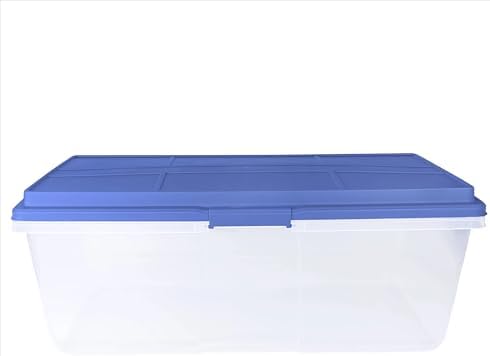 113 Quart（28.25 Gallons） Clear Storage Bin with Locking Latches &amp Tall Lid Extra-Large Heavy-Duty Container for Garage Moving &amp Bulk Storage