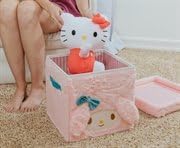 Ukonic Sanrio My Melody 13-Inch Plush Storage Bin Organizer With Handles and Lid | Cube Organizer For Cabinet Closet