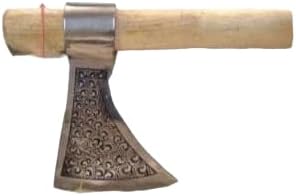 Viking Axe Forged Camping Axe with Wood Shaft High Carbon Steel EN 45 Sharp Blade Viking Bearded NordicHandmade Camping Axe Hatchet-Norse Axe Tomahawk Vikings Bearded Axe A24 AZHAN STEEL CRAFT