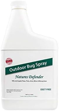 Nature's Defender Outdoor Pest Control Spray – All-Natural Cedarwood Oil Formula for Mosquitoes Ticks Fleas and Ants – Safe for Pets Kids and Plants – 32 oz Concentrate Treats 40000 sq. ft