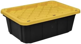 14-Gallon Heavy-Duty Storage Tote in Black with Yellow Lid JW14646