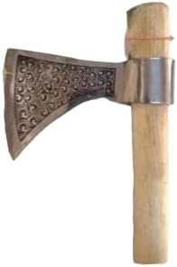 Viking Axe Forged Camping Axe with Wood Shaft High Carbon Steel EN 45 Sharp Blade Viking Bearded NordicHandmade Camping Axe Hatchet-Norse Axe Tomahawk Vikings Bearded Axe A24 AZHAN STEEL CRAFT