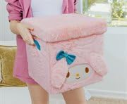 Ukonic Sanrio My Melody 13-Inch Plush Storage Bin Organizer With Handles and Lid | Cube Organizer For Cabinet Closet
