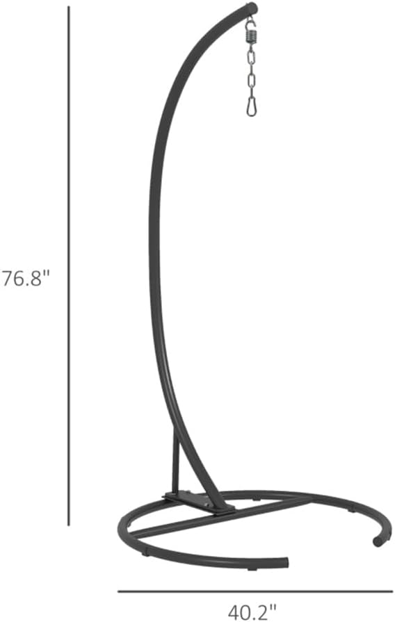 Heavy-Duty Powder-Coated Steel Hammock Chair Stand with Round Base for Indoor and Outdoor Use Stable C-Frame Design for Hanging Chairs and Porch Swings