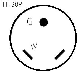 Parkworld 67515 NEMA TT-30P to L14-20R 20 Amp Generator Adapter Cord Transfer Switch Adapter RV 30A TT-30 Male Plug with Handle to Generator 20A 4-Prong L14-20 Female Receptacle