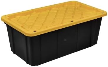 40-Gallon Durable Storage Tote in Black with Yellow Lid TB60217