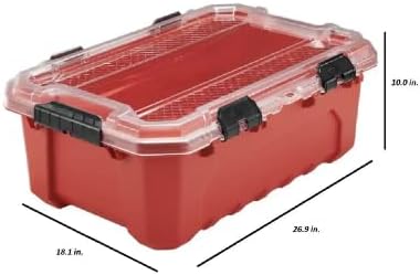 12-Gal. Professional Heavy Duty Waterproof Stackable Plastic Storage Container with Hinged Lid in Red XM13700