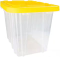 Heavy Duty Storage Tote Container Clear with Yellow Lid 9 Gallon Capacity Tough Plastic Construction