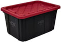 Strong Box Plastic Storage Tote with Black and Yellow or Red Lid 27 Gallon