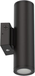 Lithonia Lighting WMCL 4 Inch LED Outdoor Wall Light Modern Cylinder Outdoor Wall Sconce with Up/Down/Both Beam Direction Selectable White Color Photocell Dusk-to-Dawn 75-Degree Beam Spread