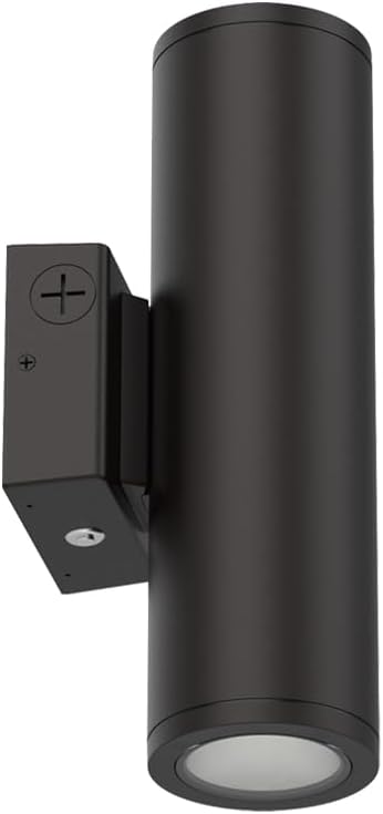 Lithonia Lighting WMCL 4 Inch LED Outdoor Wall Light Modern Cylinder Outdoor Wall Sconce with Up/Down/Both Beam Direction Selectable White Color Photocell Dusk-to-Dawn 75-Degree Beam Spread