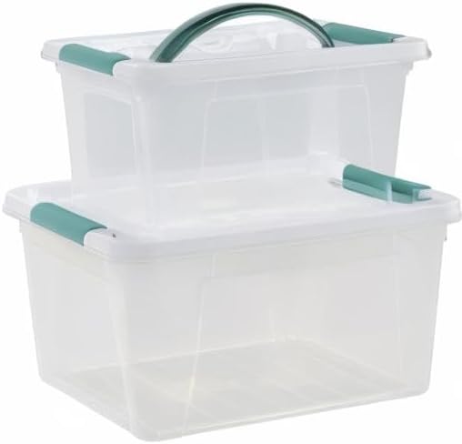 14 Quarts &amp 7 Quarts Storage Bins with Lids 2-pack Clear Plastic Totes Boxes