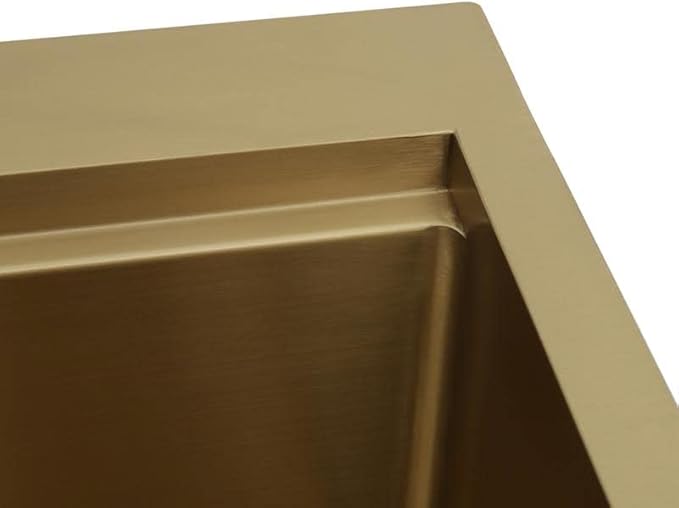 STARSTAR Workstation Ledge Topmount/Drop-in Single Bowl Satin Matte Stainless Steel Kitchen/Yard/Bar/Laundry/Office Sink With Grid Colander Cutting Board Strainer (25x22x10 Gold)