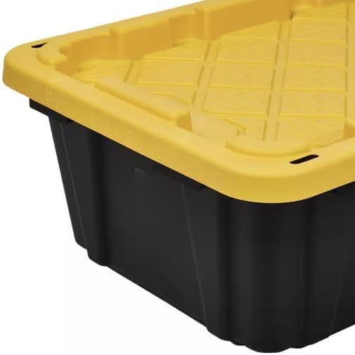14-Gallon Heavy-Duty Storage Tote in Black with Yellow Lid JW14646