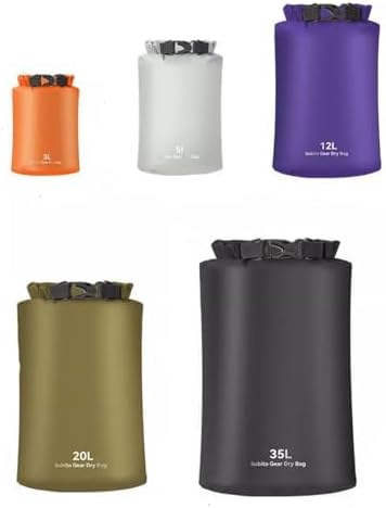 Ultralight Dry Sack Set Lightweight Roll Bag Compression Bag Set for Travelling Outdoor and Camping (3L+5L+12L+20L+35L)