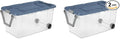 40 Gallon Heavy-Duty Plastic Storage Bins 2 Pack Container Totes with Durable Lid and Secure Latching Buckles Stackable Tough Storage Containers for Garage and Office Clear