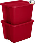 18 Gallon Storage Container Red Durable Plastic Tote Box with Secure Lid Stackable Organization Solution for Home (Pack of 2)