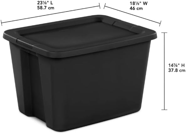 Large Storage Bin 18 Gallon Plastic Storage Container with Snap-On Lid Black 2 Pack