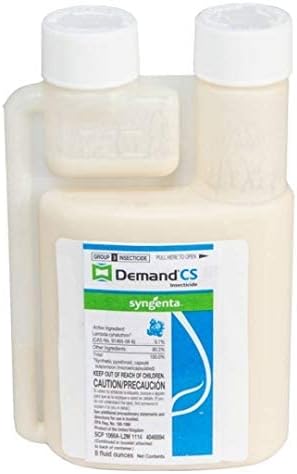 Syngenta 73654 Demand CS Insecticide 8oz Beige and Syngenta Demon WP Insecticide 2 Envelopes Containing 4 Water-Soluble 9.5 Gram Packets Makes 4 Gallons Cypermethrin 40%