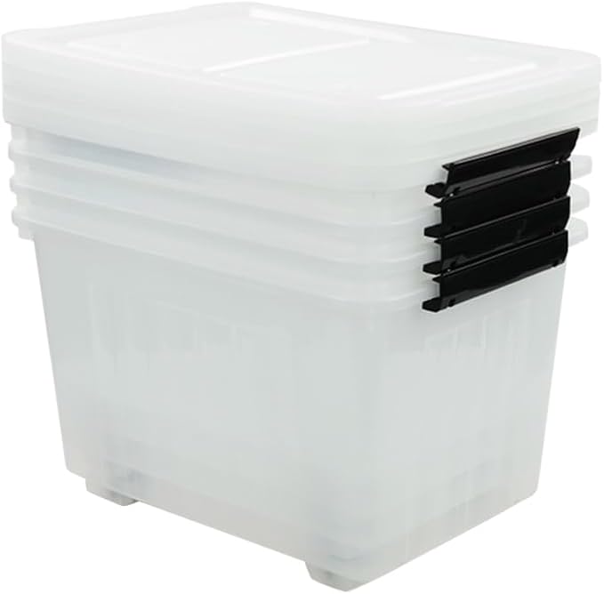 4-Pack Clear Plastic Storage Bins with Lid 42 L Large Plastic Storage Box