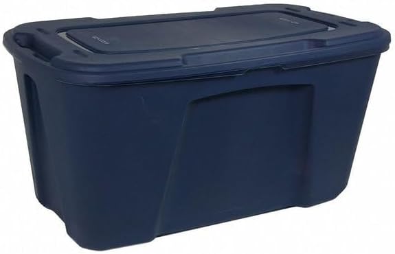 Stack &amp Nest Storage Tote W/Lid 49 gal 38-1/8 in L x 24 in W x 18-1/2 in H Blue Polypropylene - 1 Each