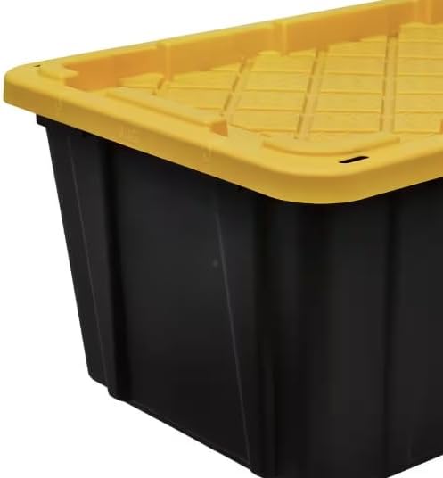 40-Gallon Durable Storage Tote in Black with Yellow Lid TB60217
