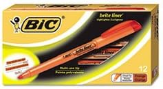 (6 Pack Value Bundle) BICBL11OE Brite Liner Highlighter Chisel Tip Fluorescent Orange Ink 12 per Pack