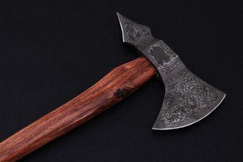 Axe Damascus Steel 16 Walnut Wood Handle Axe/Hand Forged Woodsman Axe