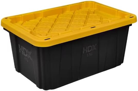 Generic 17 Gal. Tough Storage Tote in Black with Yellow Lid
