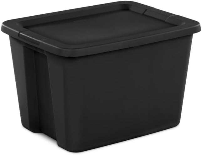 Large Storage Bin 18 Gallon Plastic Storage Container with Snap-On Lid Black 2 Pack