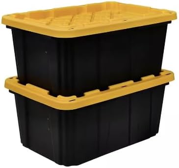 17-Gallon Tough Storage Tote in Black with Yellow Lid OG60537