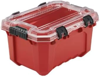 5-Gallon Professional Heavy-Duty Waterproof Stackable Plastic Storage Container with Hinged Lid in Red WA96586