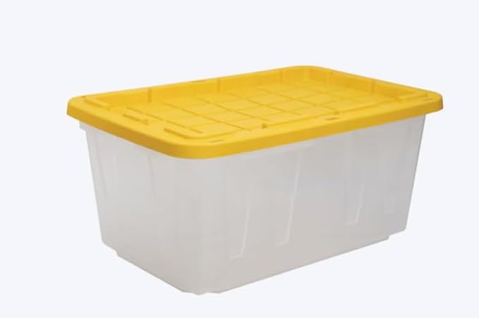 Large 27-Gallon Clear Heavy Duty Stackable Tote with Standard Snap Lid 108-Quart Storage Container