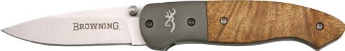 Browning Knives 568 Drop Point Linerlock Pocket Knife with Burl Wood Handles